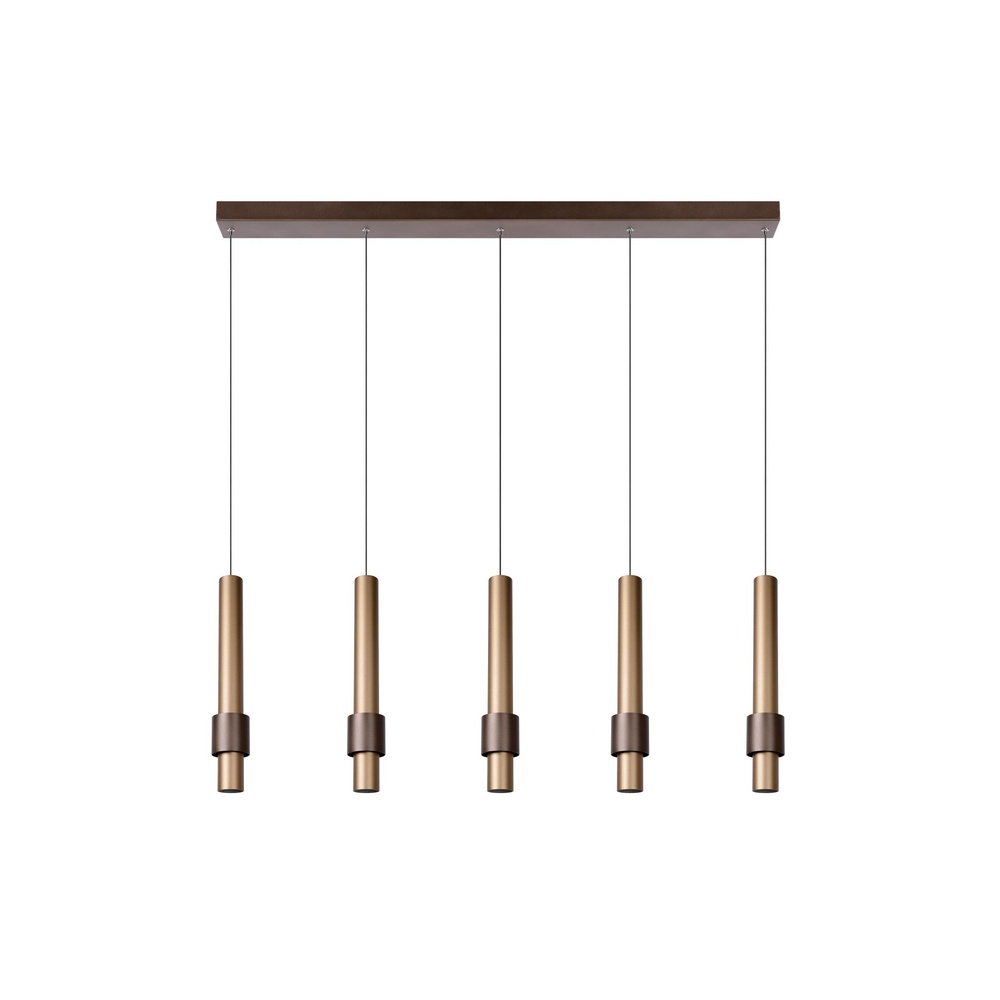 Lucide Strakke hanglampMargary 5-lichts koffie bruin - 24402/30/96